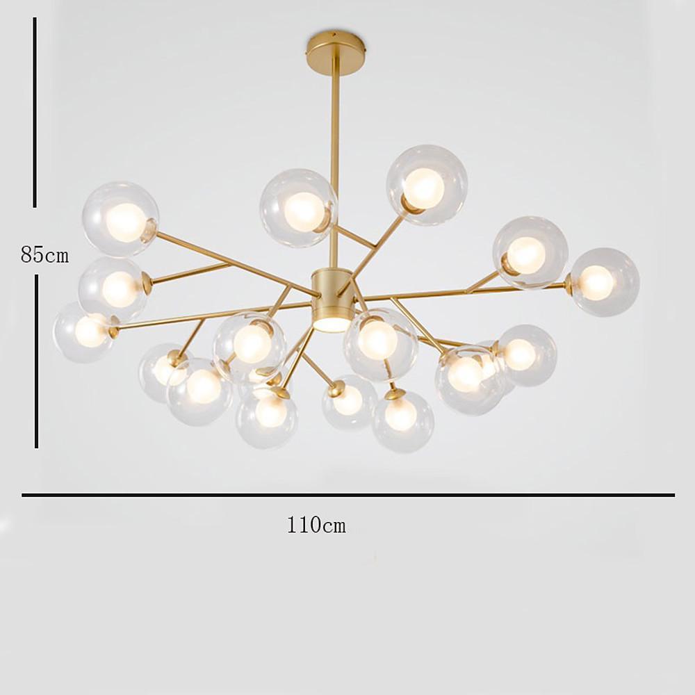 9-Light Modern Glass Chandelier with Gold Metal Frame