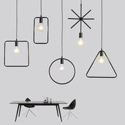 Black & Gold Geometric Pendant Light – Modern Metal Ceiling Lamp