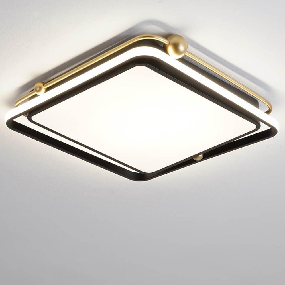 Geometric LED Flush Mount Ceiling Light - Dimmable Acrylic Shade
