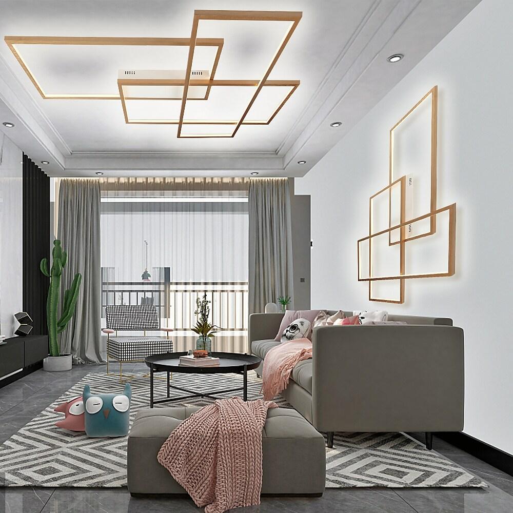 Geometric Overlapping Rectangle Aluminum LED Flush Mount Ceiling Light