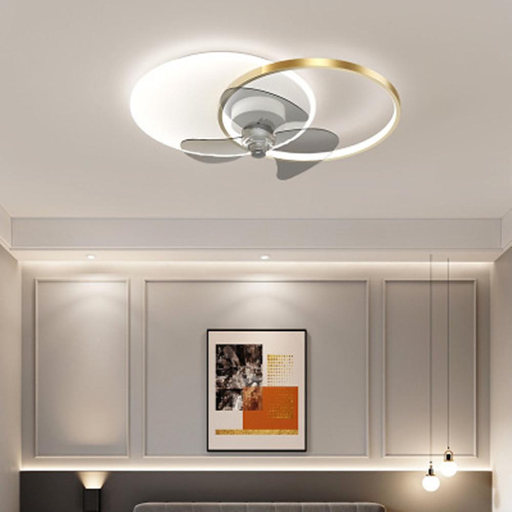 24'' Modern Flush Mount Ceiling Fan with Dimmable LED Light & Remote