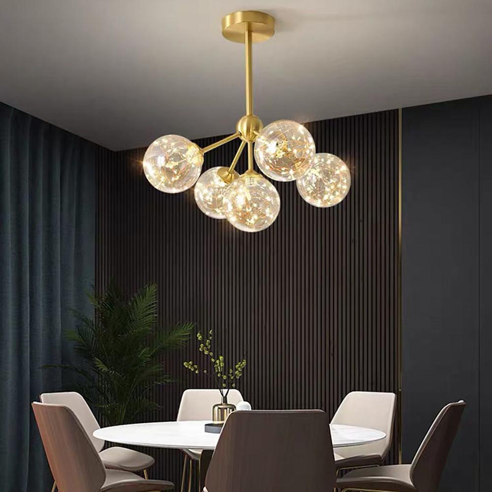 5-Globe Glass Flush Mount Ceiling Light - Modern Artistic LED