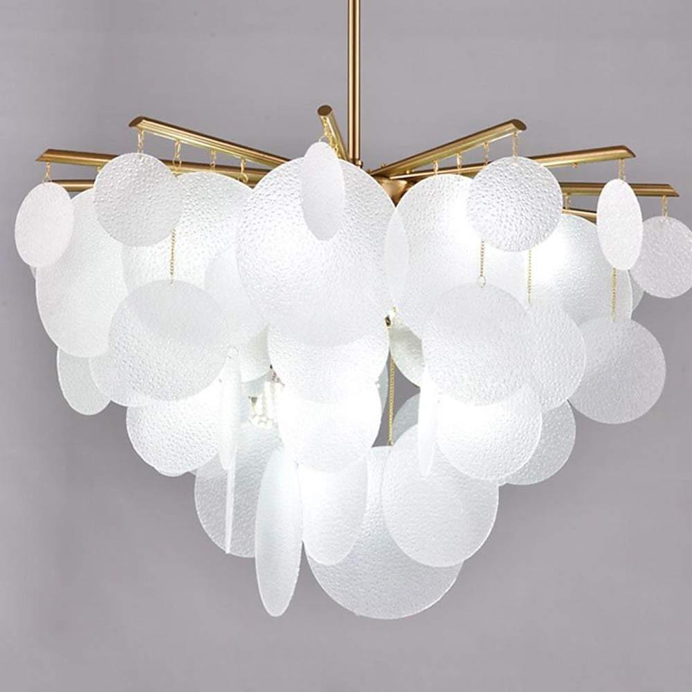Modern LED Chandelier with Layered Acrylic Panels – 6 Lights