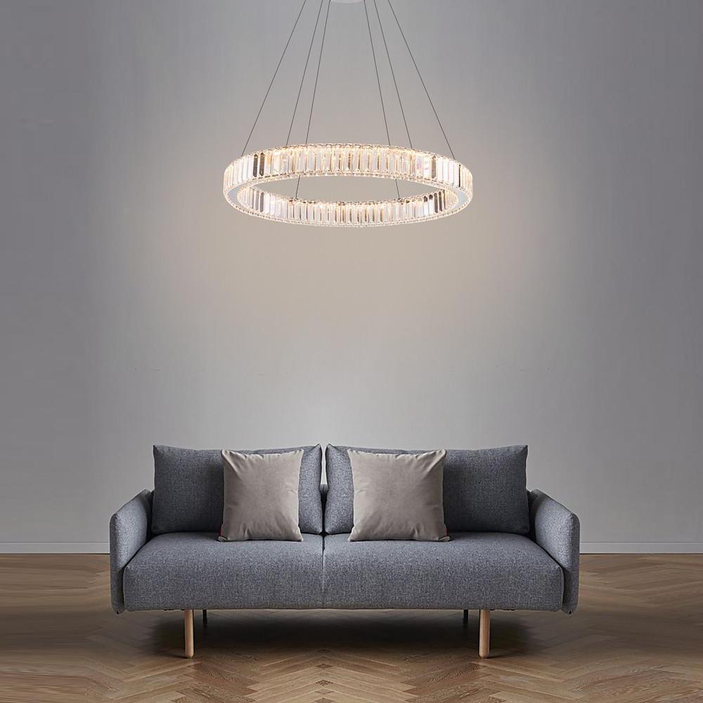 32" Crystal Ring Chandelier with Integrated LED in Gold Finish