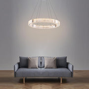 32" Crystal Ring Chandelier with Integrated LED in Gold Finish