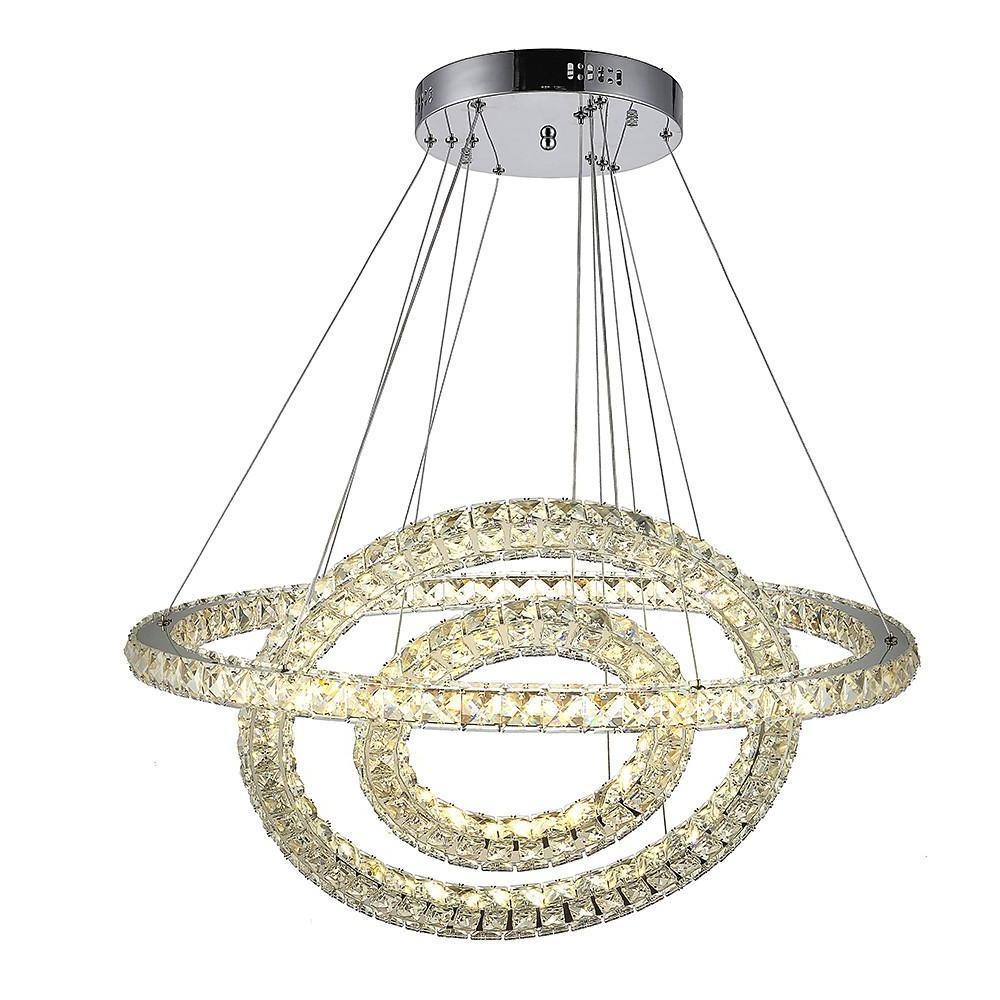 Crystal LED Chandelier 3-Tier Modern Geometric Ring Pendant Light