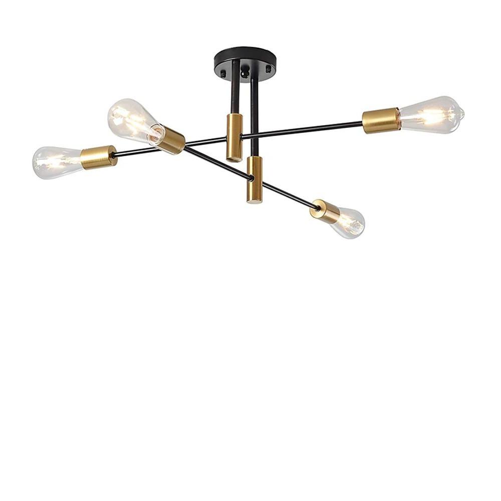 Modern Iron Sputnik Chandelier 4-Light Black & Gold