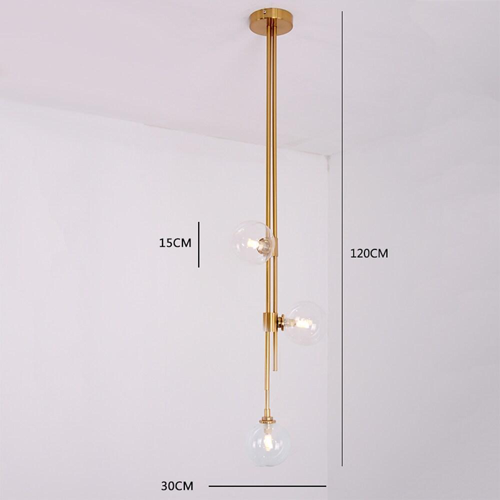 Elongated Gold Pendant Light - Metal & Glass Industrial Fixture