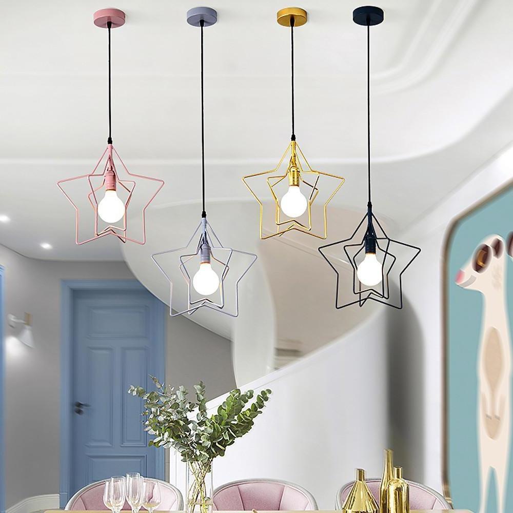 Modern Star Shaped Metal Pendant Light with Adjustable Cord