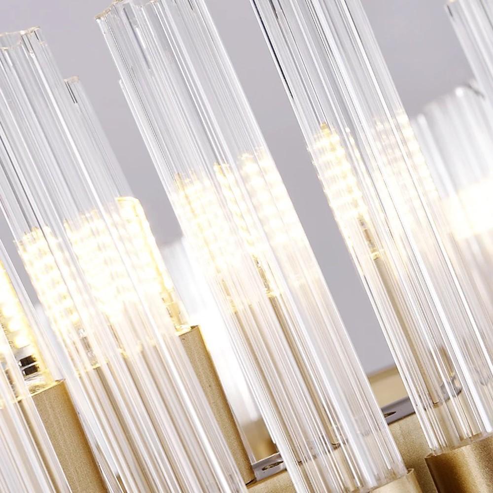 Linear Metal & Glass LED Chandelier – Modern Ambient Lighting