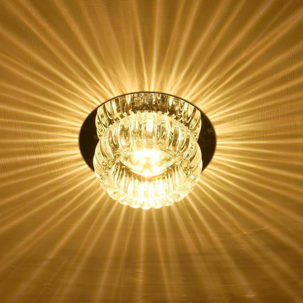 Geometric Crystal Flush Mount Ceiling Light Metal LED 4 Inch