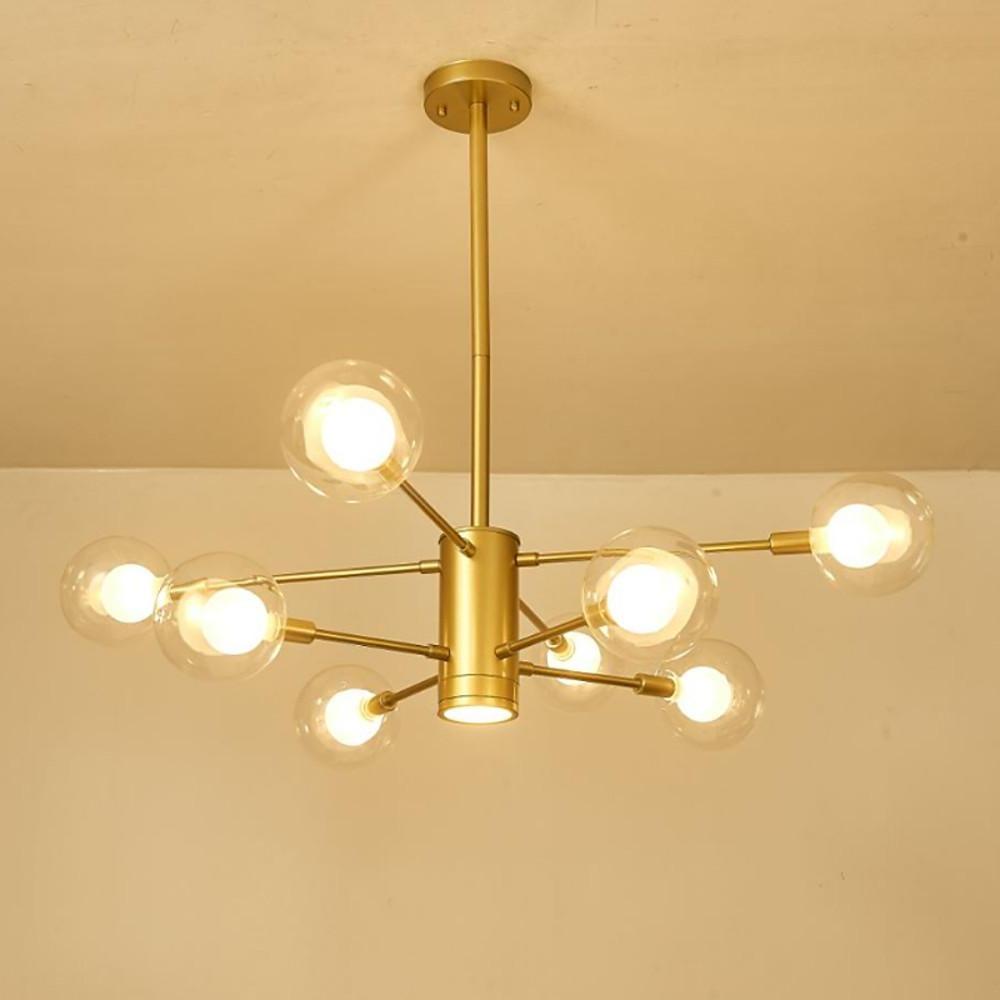 8-Light Sputnik Chandelier with Glass Shades - Modern Industrial