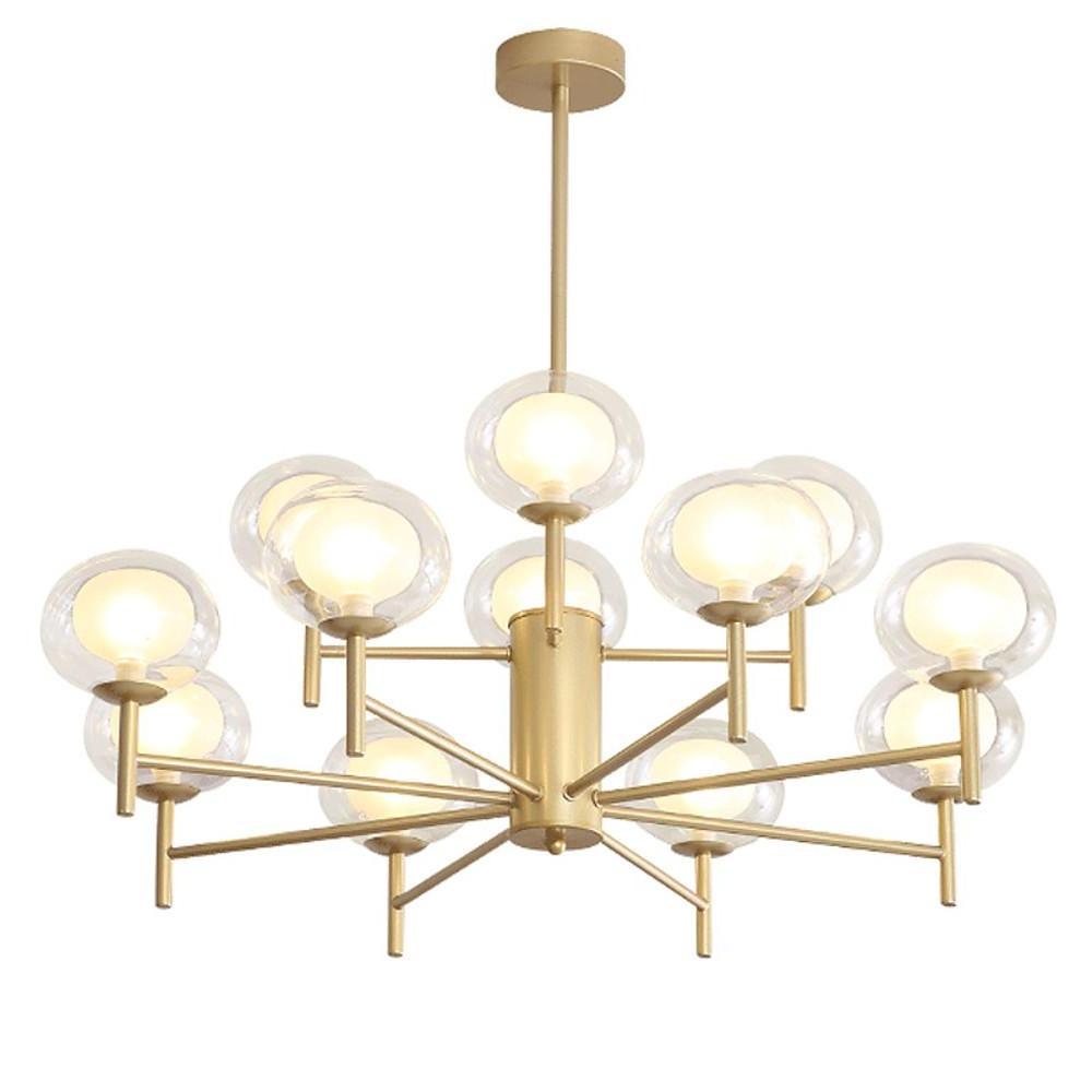 Modern Sputnik Chandelier 12-Light Metal & Glass Pendant