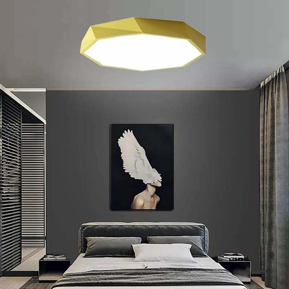 Modern Geometric LED Flush Mount Ceiling Light with Remote Control