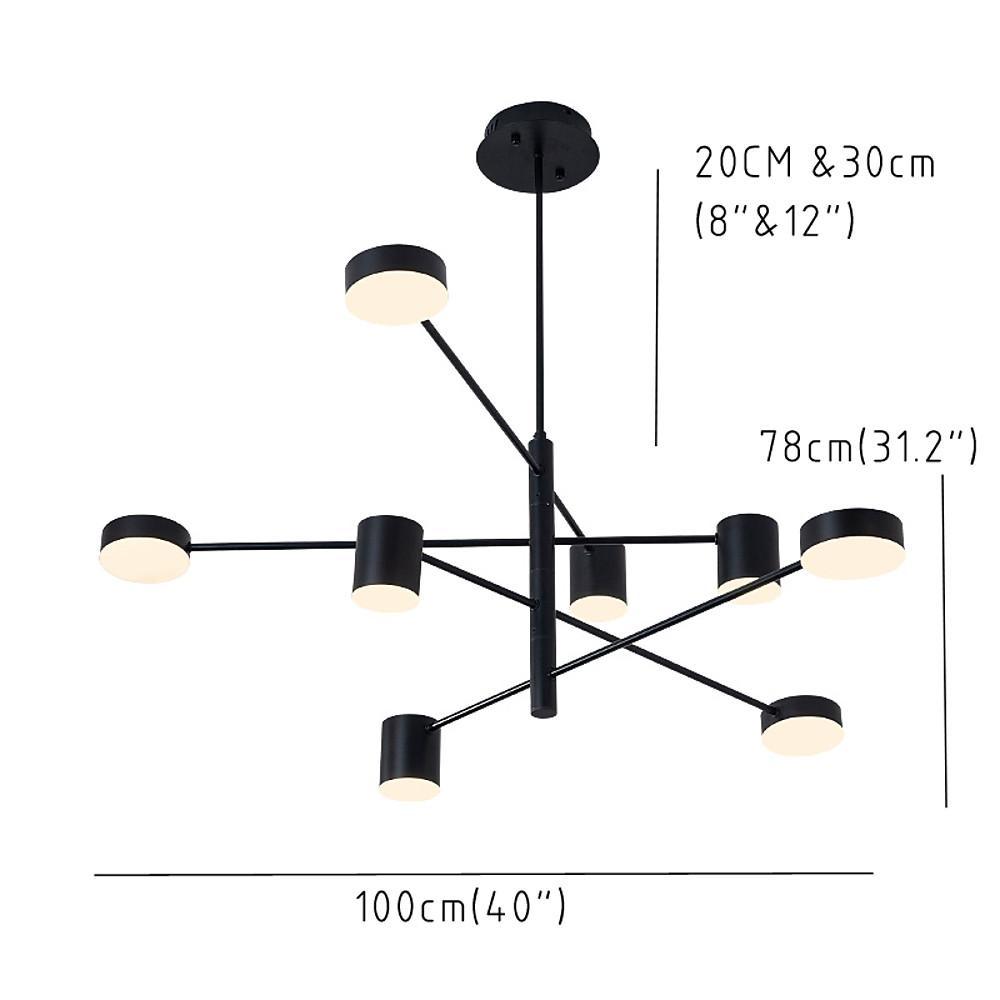 Modern Sputnik Chandelier Black Metal 6-Light LED Foyer Lighting