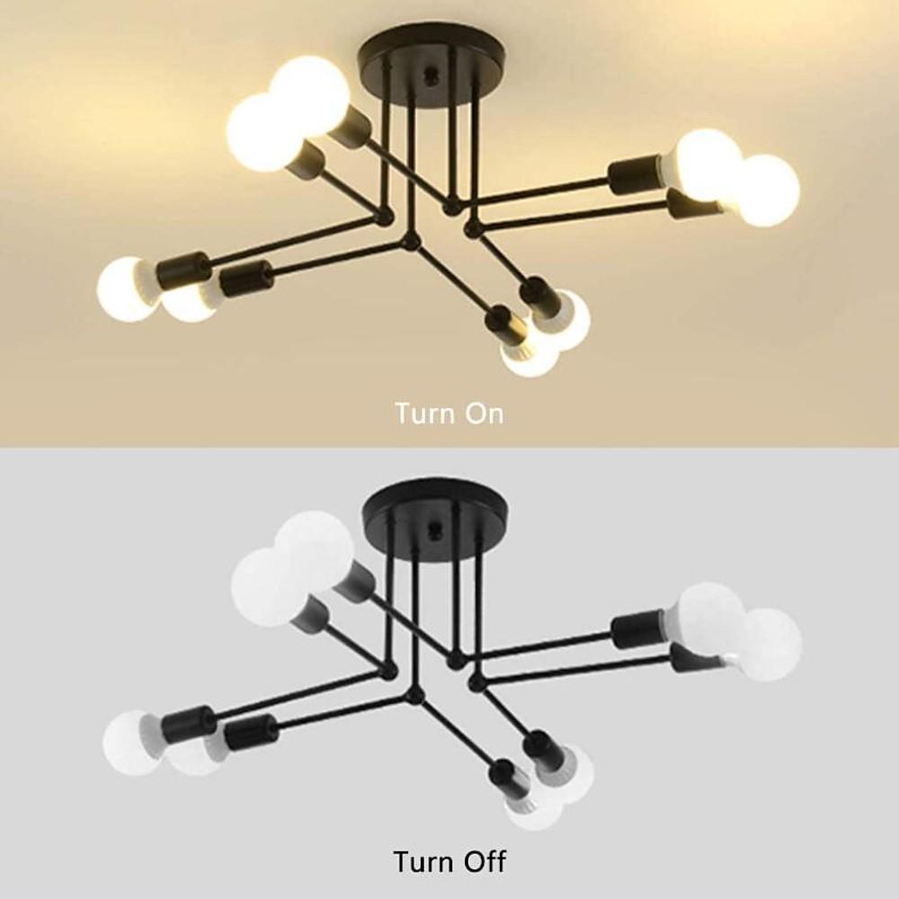 8-Light Modern Sputnik Semi Flush Metal Chandelier
