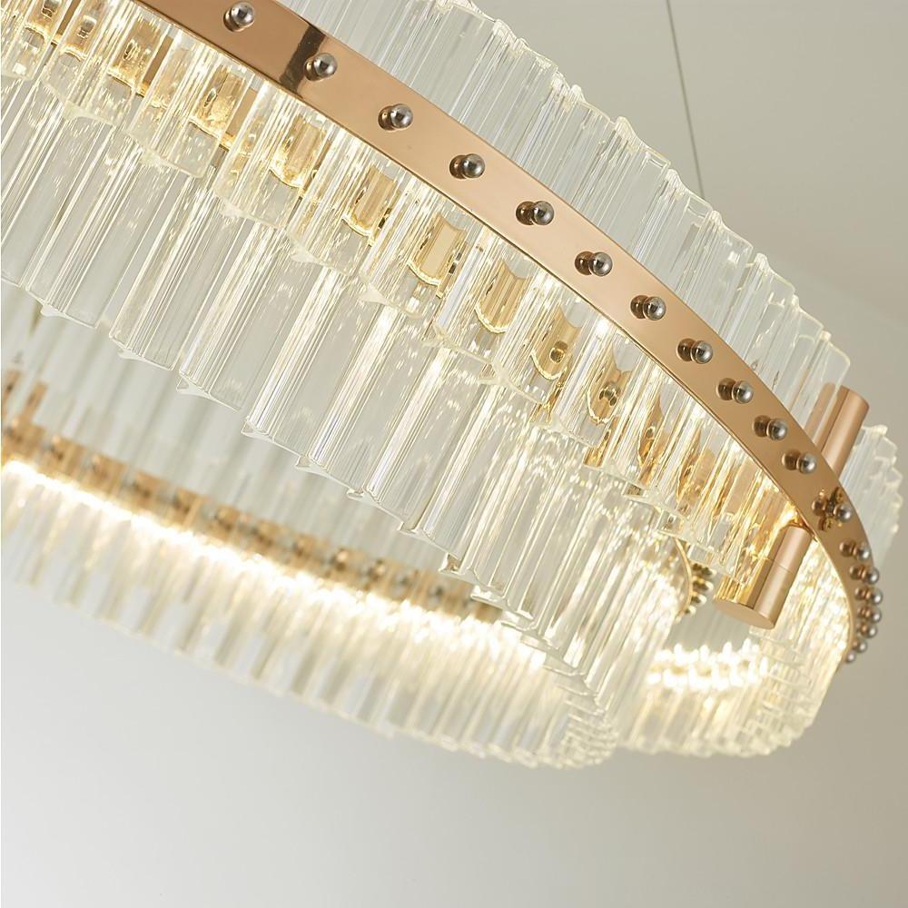 Crystal Chandelier Gold Finish LED Ceiling Light Round Design