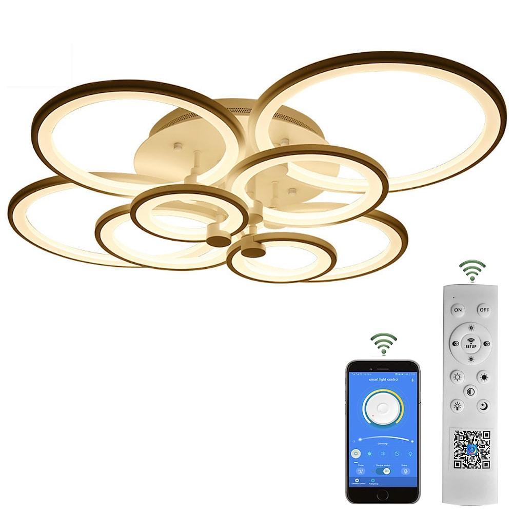 Modern Semi Flush Mount Light with Overlapping Rings - LED Ceiling