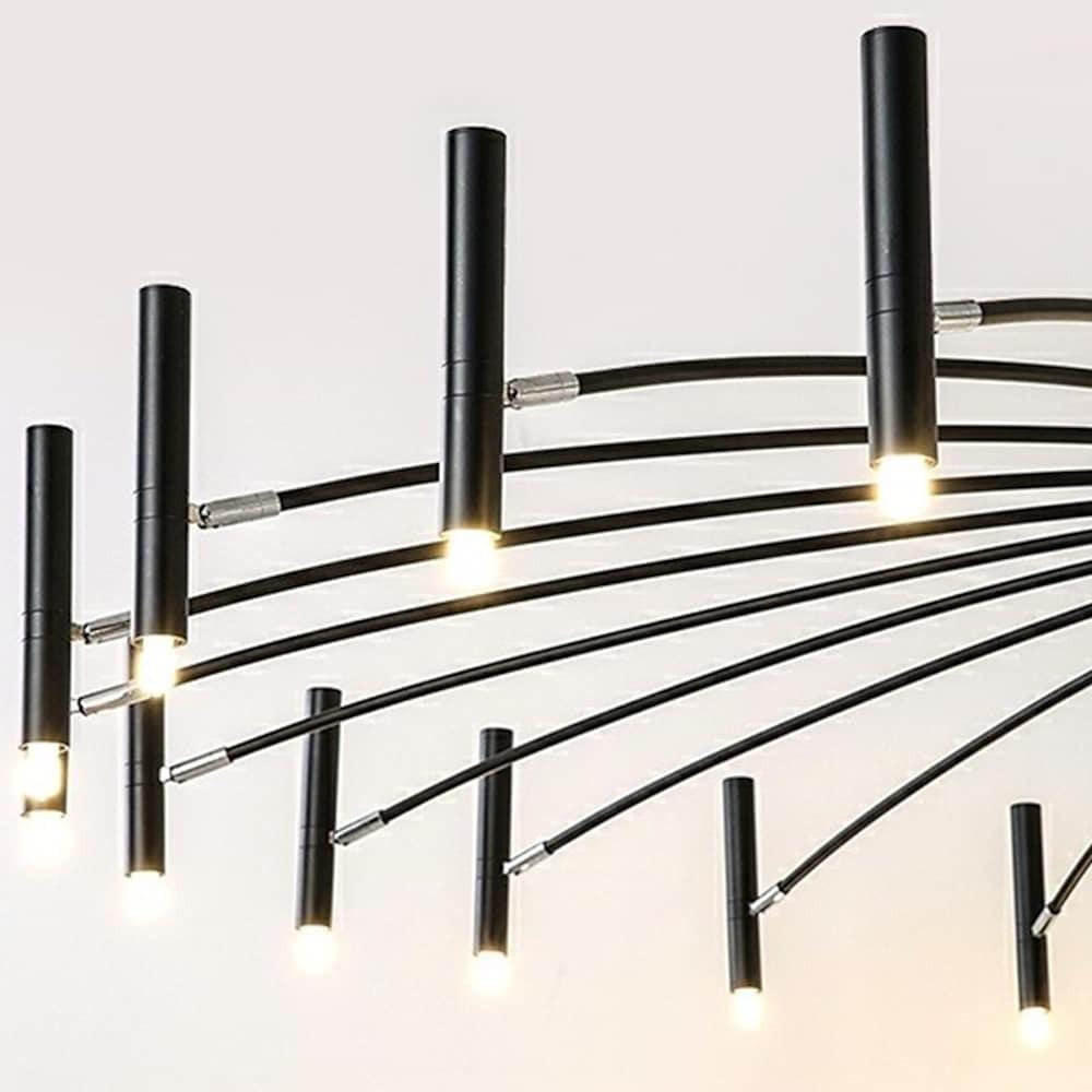 Modern 24-Light Sputnik Chandelier - 63'' Black Metal with Gold Tips