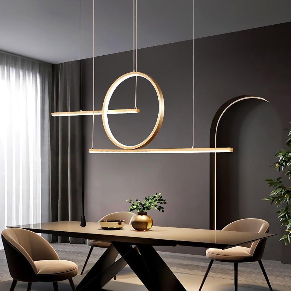 Modern Circular Linear LED Pendant Light Aluminum Dining Room