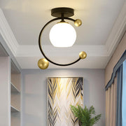 Artistic Globe Flush Mount Ceiling Light – Metal & Glass Design
