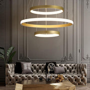 Adjustable Ring LED Chandelier - Dimmable Gold Contemporary Design