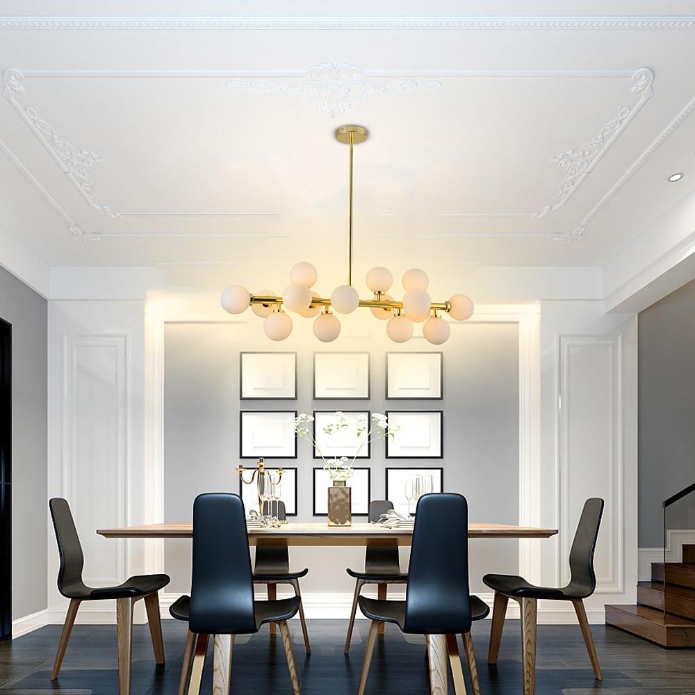 35" Modern Sputnik Chandelier with 16 LED Glass Globe Lights