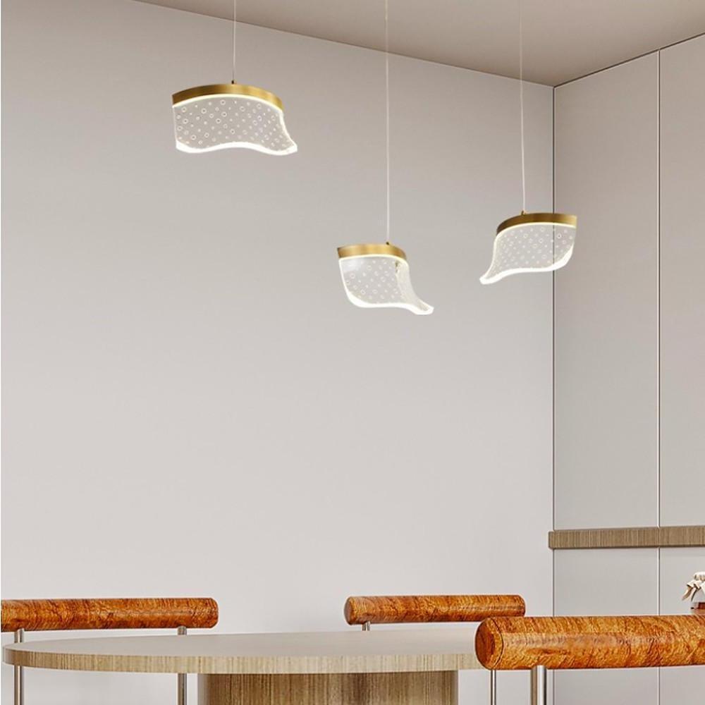 Geometric Copper Acrylic Pendant Light – Modern LED Downlight