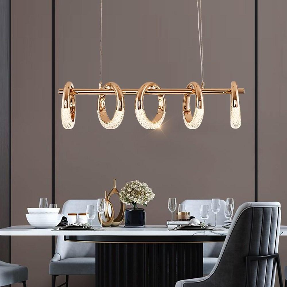 Modern Ring Pendant Light LED Gold Metal Dining Kitchen Ceiling