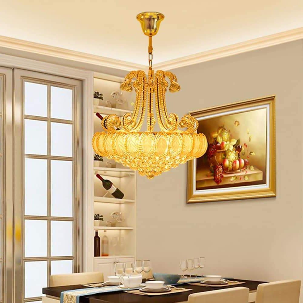 8-Light Crystal Chandelier - Modern Vintage Gold Silver Metal Frame