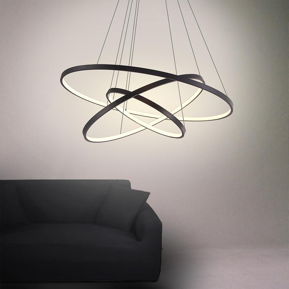 3-Ring Interweaved Circle LED Pendant Light Aluminum Acrylic