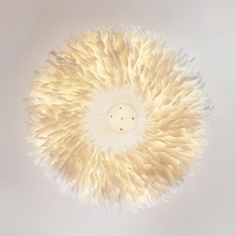 Nordic Feather Flush Mount Ceiling Light - Round LED Chandelier