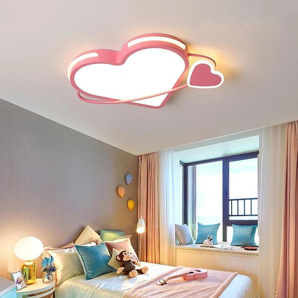 Modern Twin Hearts Metal Flush Mount LED Ceiling Light for Kids Room