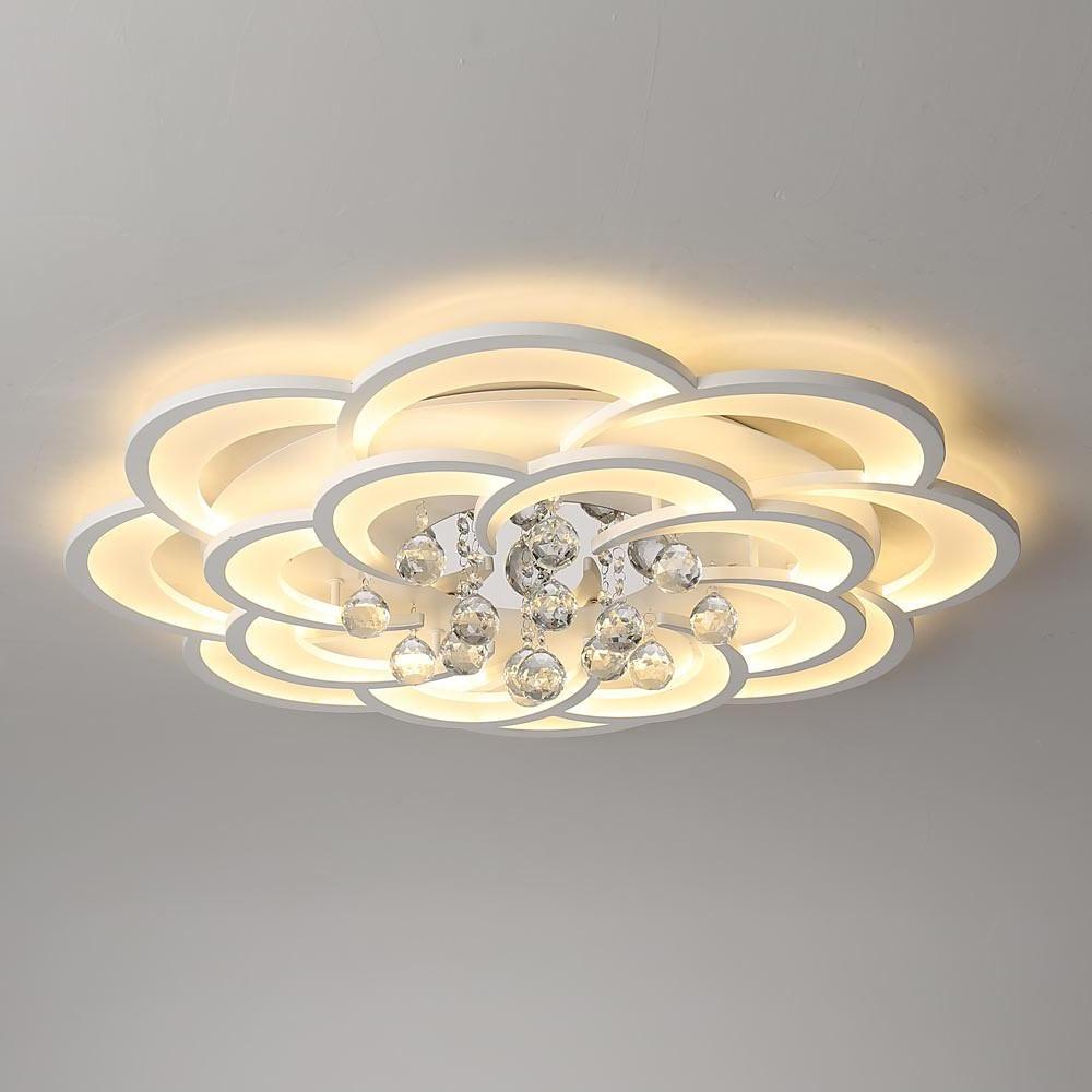 Floral Crystal Acrylic LED Flush Mount Ceiling Light - 31 Inch