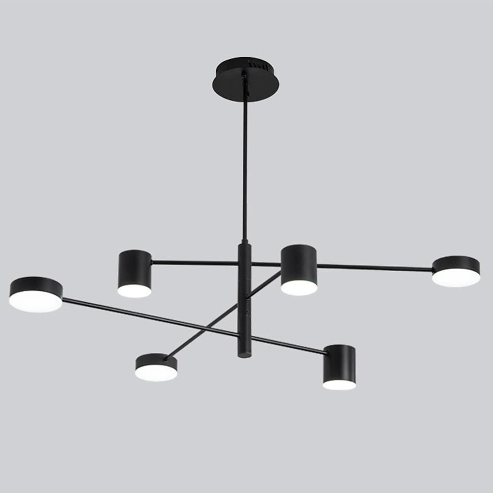 Modern Sputnik Chandelier Black Metal 6-Light LED Foyer Lighting