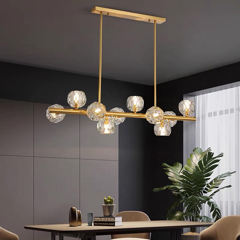 Modern Crystal Globe Cluster Chandelier LED Ceiling Light Gold