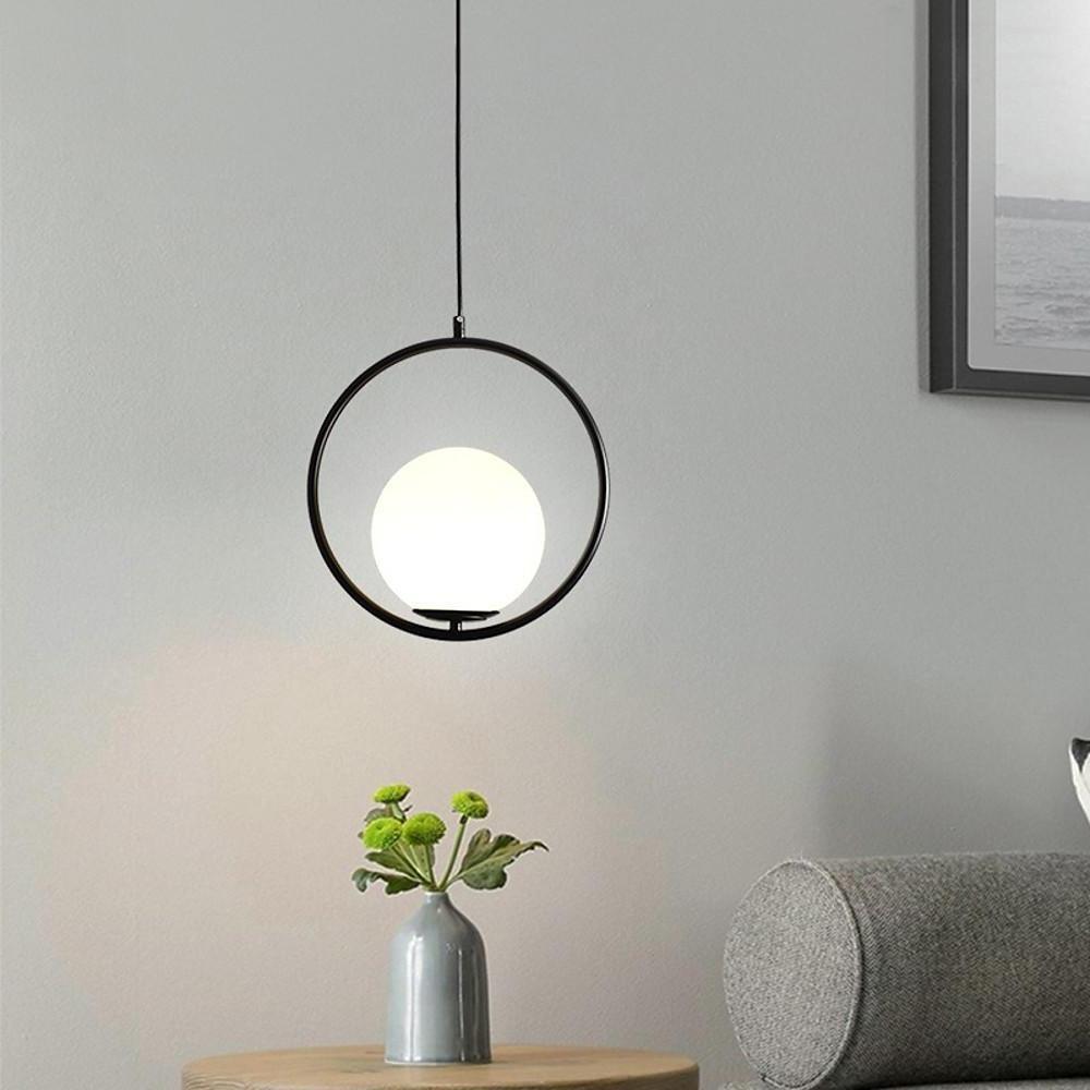 Modern Metal Circle Glass Globe Pendant Light