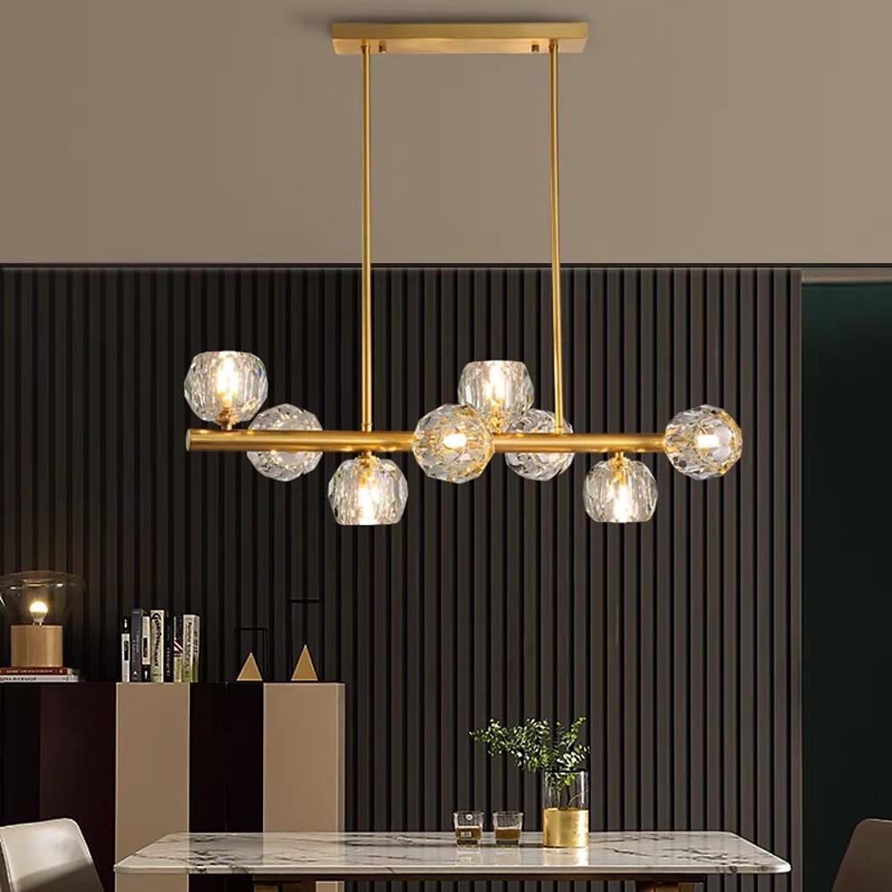 Modern Crystal Globe Cluster Chandelier LED Ceiling Light Gold