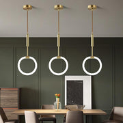 Gold Circle LED Pendant Light - Modern Geometric Hanging Lamp