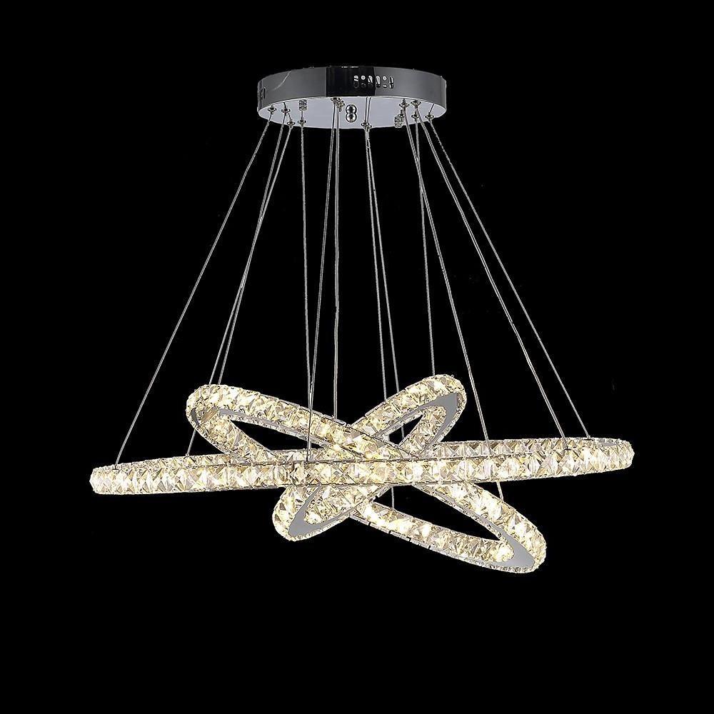 Modern Crystal Chandelier with Interwoven Geometric Rings
