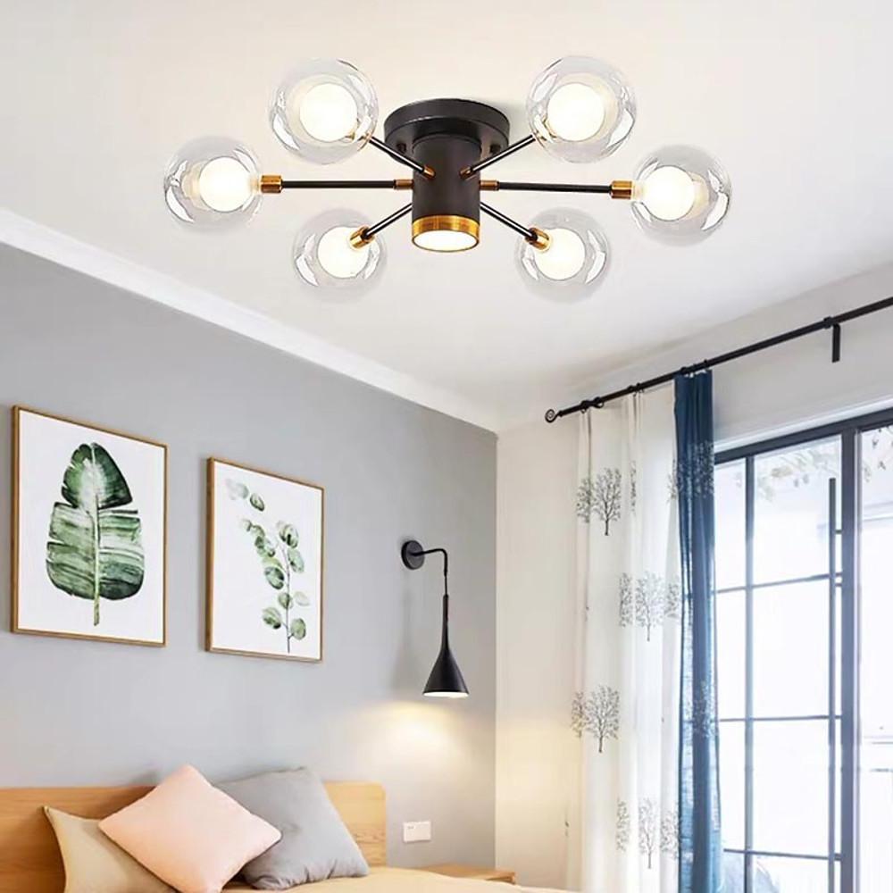 Modern Globe Flush Mount Ceiling Light – Metal & Glass LED Fixture