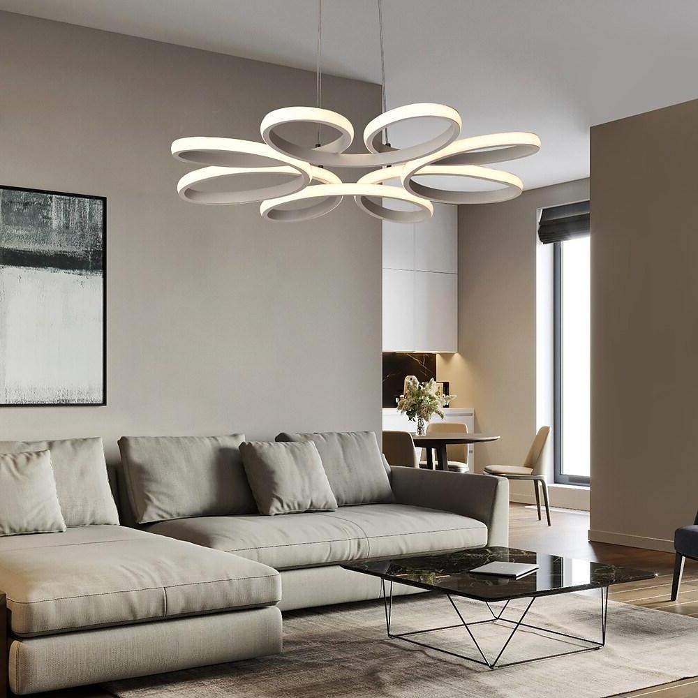 Curved Flower Dimmable LED Pendant Light - Modern Aluminum