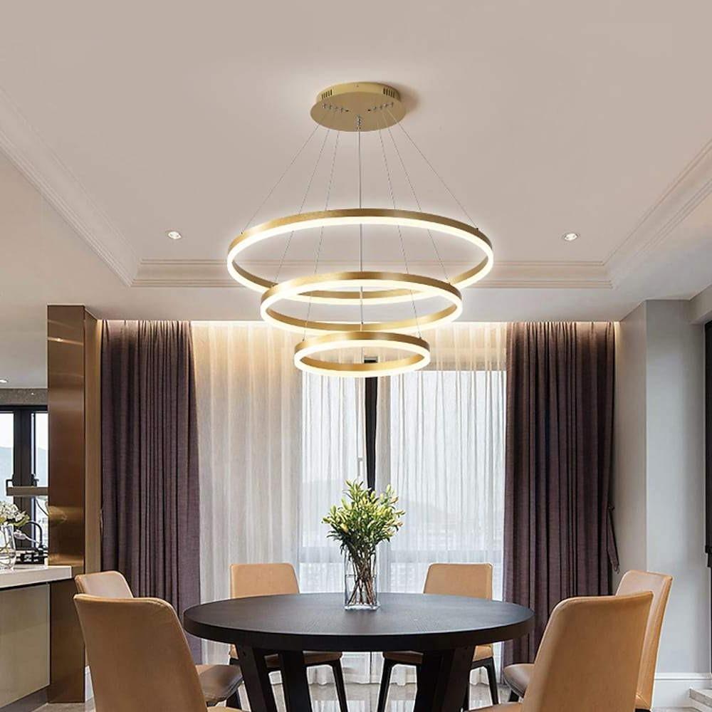 Modern 3-Ring Graduated Chandelier with Remote Control