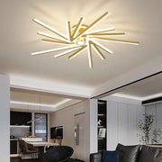 Abstract Flower Tube LED Flush Mount Ceiling Light - Gold Finish