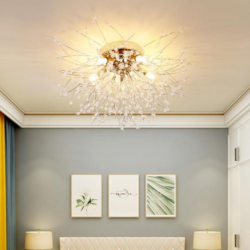 5-Light Crystal Flush Mount Ceiling Light Modern Firework Design