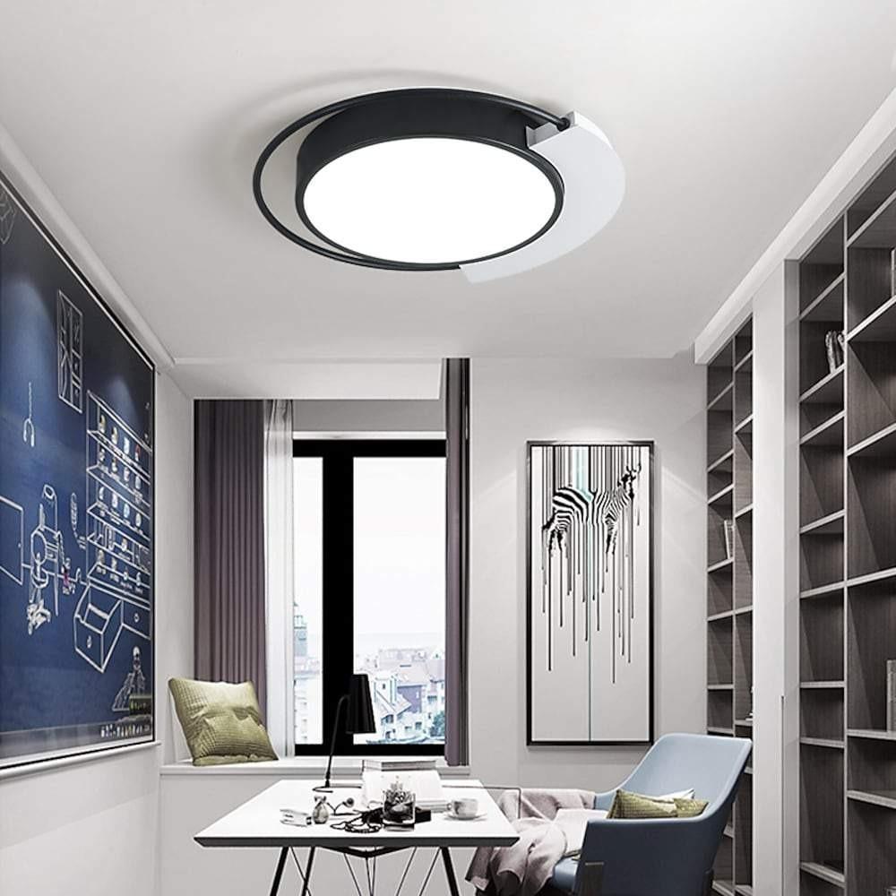 Modern Circular LED Flush Mount Ceiling Light – Aluminum Finish