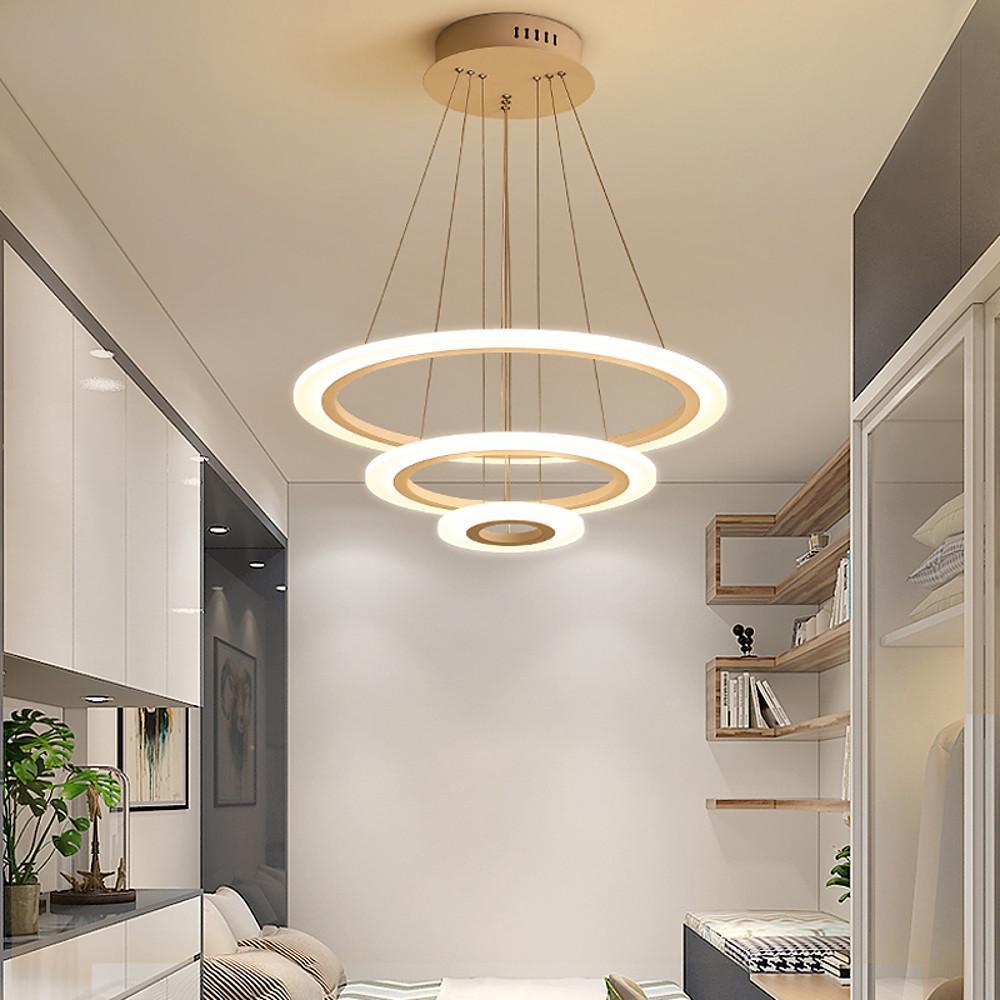 Modern 3-Ring LED Pendant Chandelier - Aluminum & Acrylic