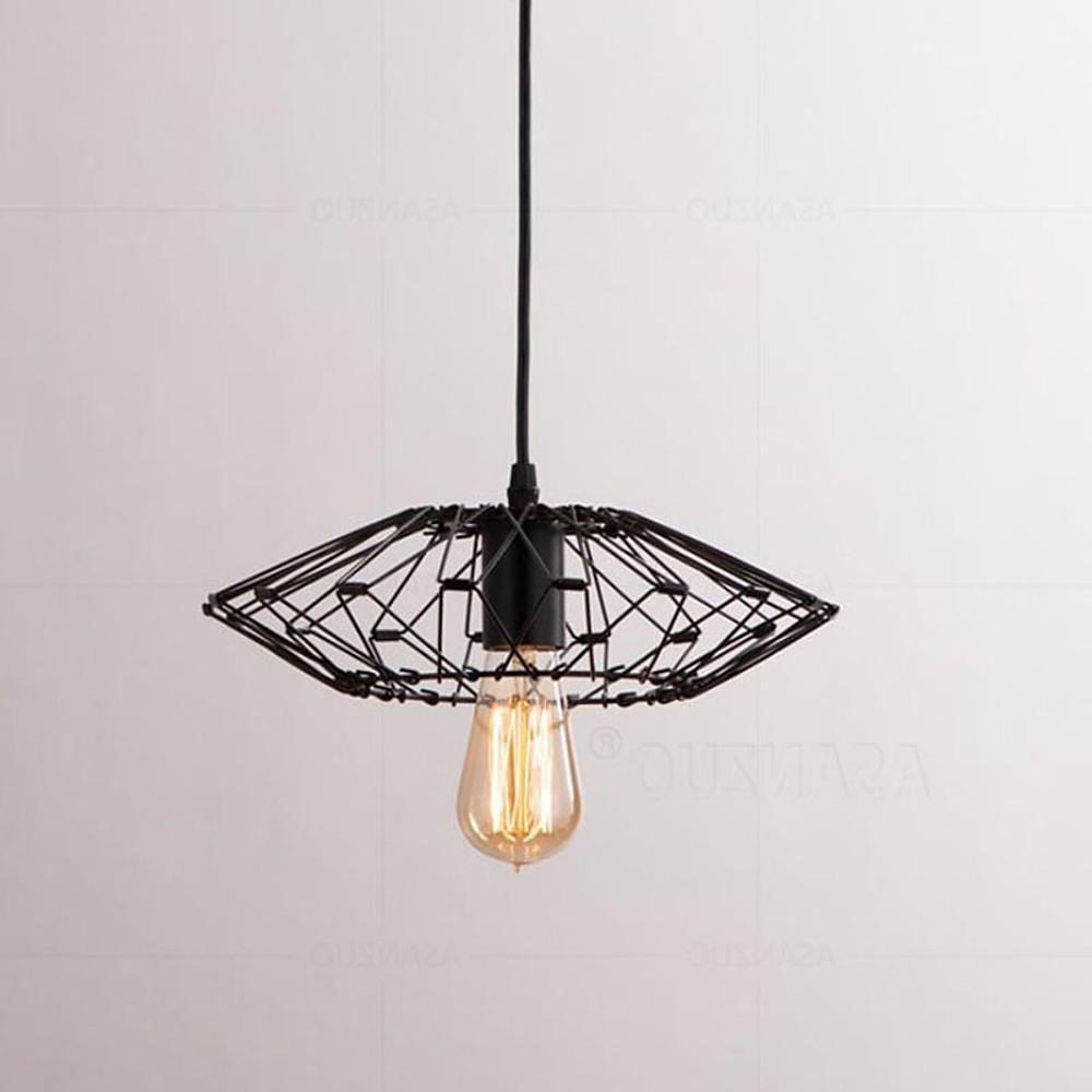Industrial Metal Lantern Pendant Light Vintage Cage Chandelier