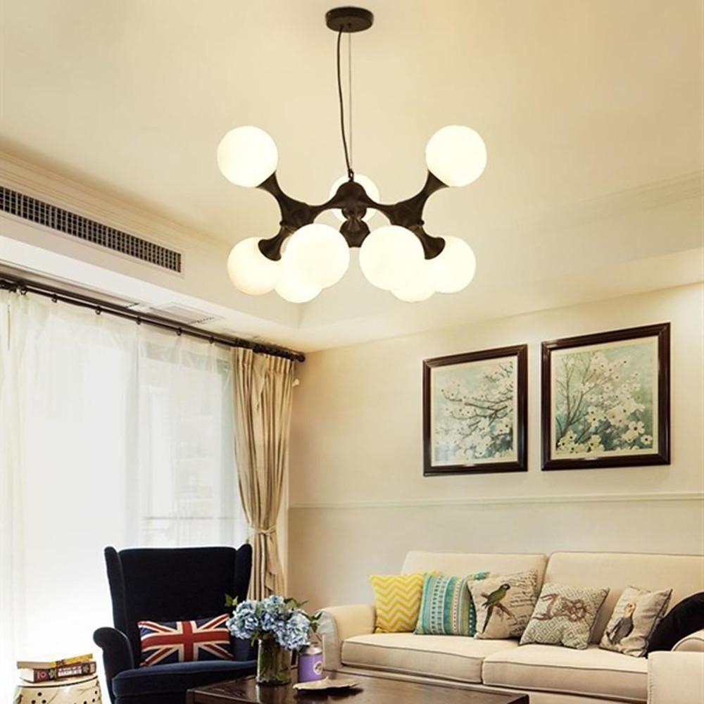 Modern Sputnik Chandelier with 9 Glass Globe Shades