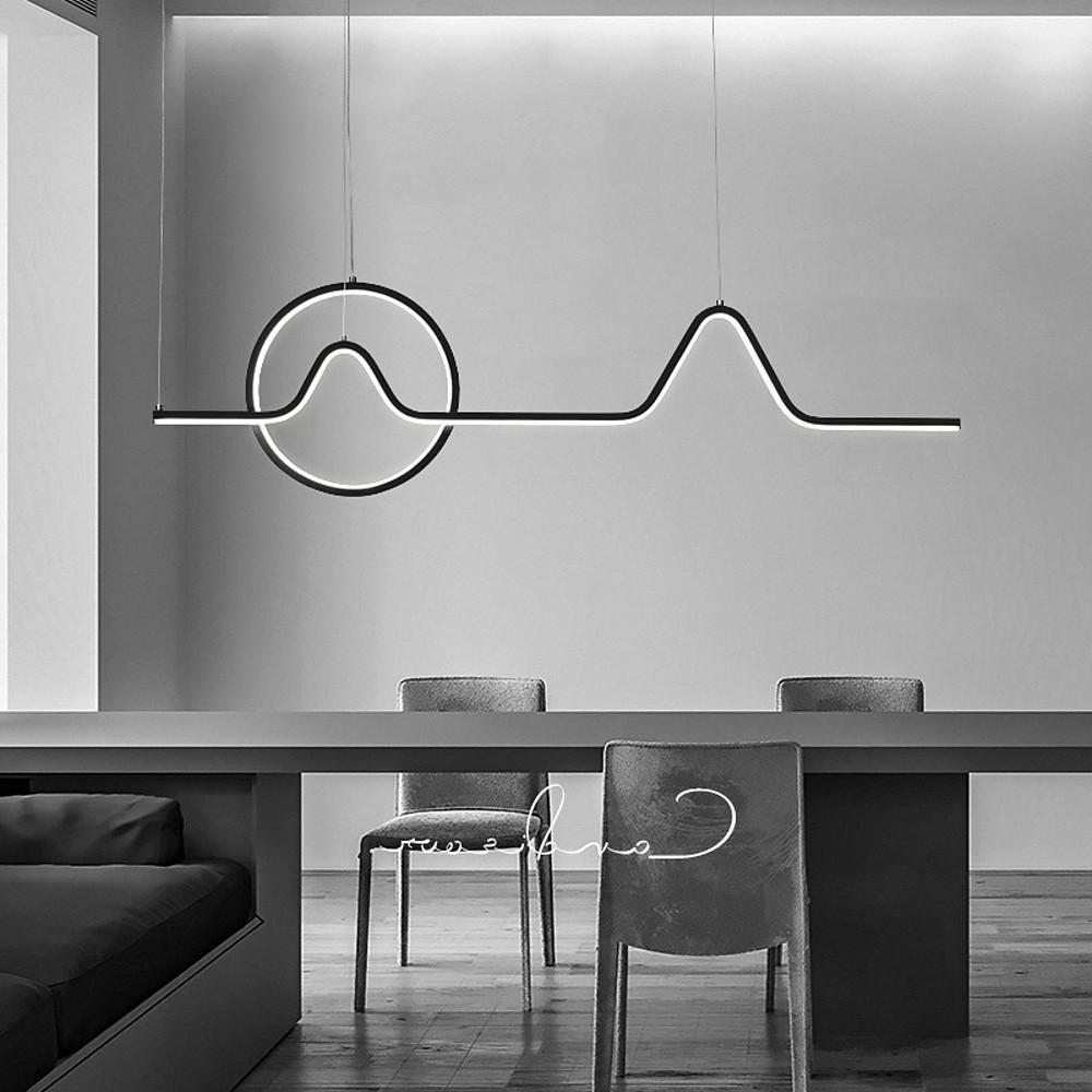 Modern Geometric Wave Pendant Light with Integrated LED